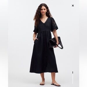 Madewell Black Button-Front Midi Dress